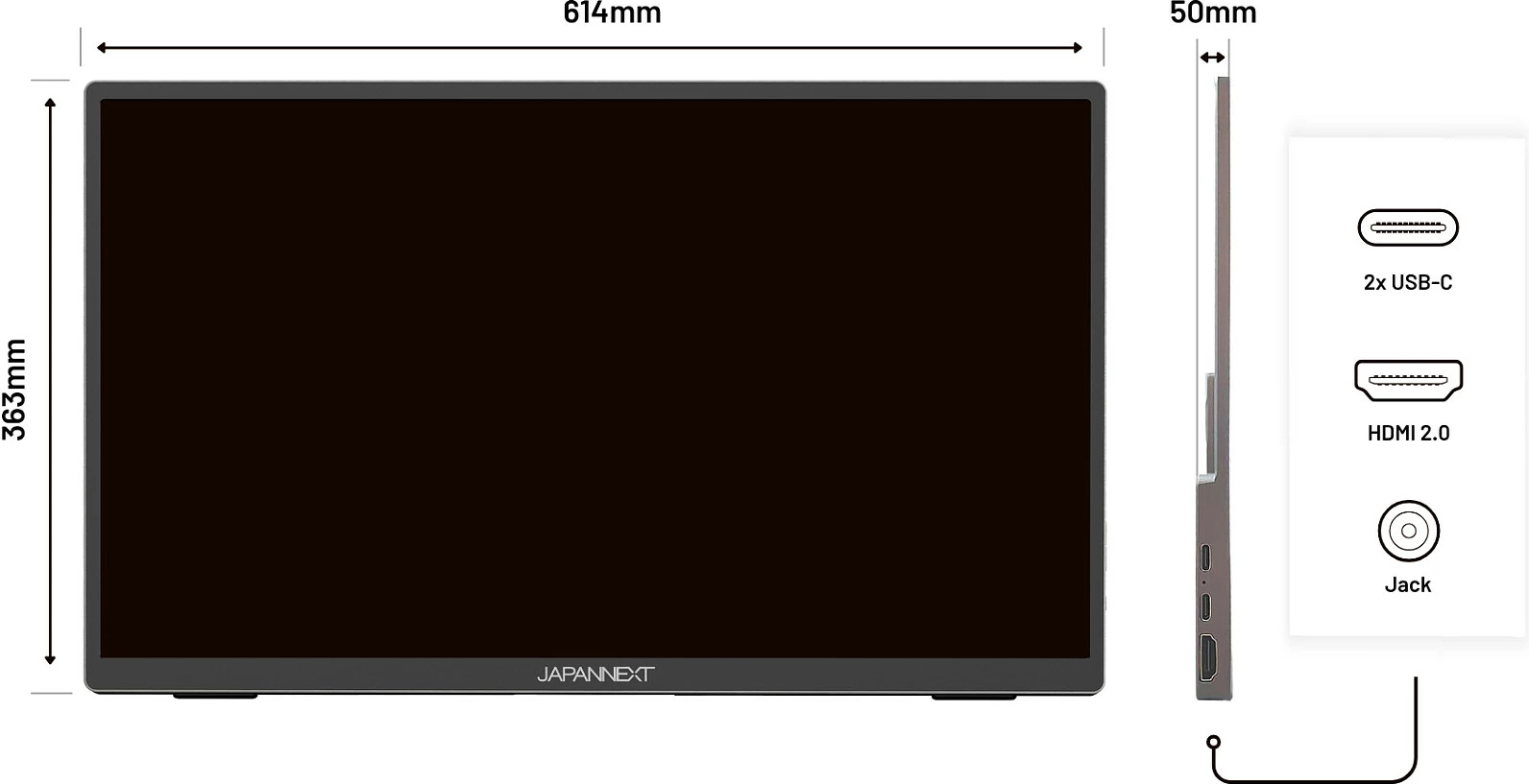 Monitor portativ JAPANNEXT JN-MD-I156FHDR-T, 15.6", Full HD IPS, 60Hz, HDR10, gri
