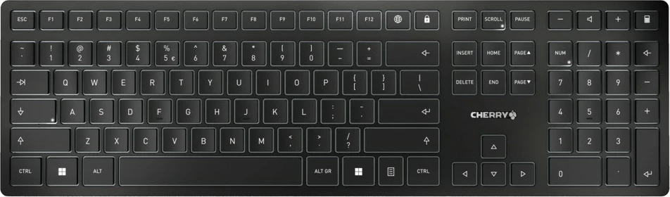 Tastierë Cherry KW 9100 SLIM, Wireless, RF Wireless + Bluetooth, QWERTY, Ngjyrë e zezë