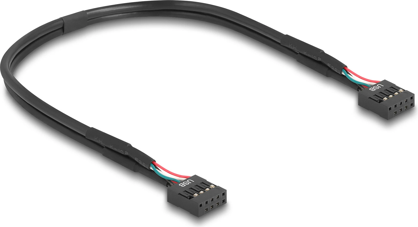 Adapter i brendshëm USB DeLOCK 67176, 9-pin header në 2x USB Type-E (Key A), 30 cm, i zi/hirtë