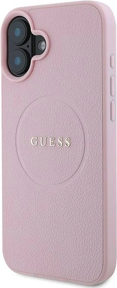 Mbështjellës Guess Grained Gold Ring MagSafe për iPhone 16 Plus, Rozë