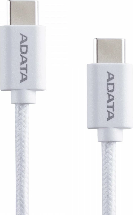 Kabllo USB-C në USB-C, ADATA, CACC-100PN-WH, 100W PD USB 2.0 1m, e bardhë