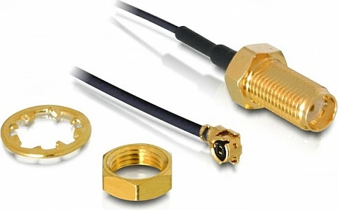 Kabllo antene DeLOCK 88417, I-PEX mashkull / SMA femër, 0.35 m, e zezë