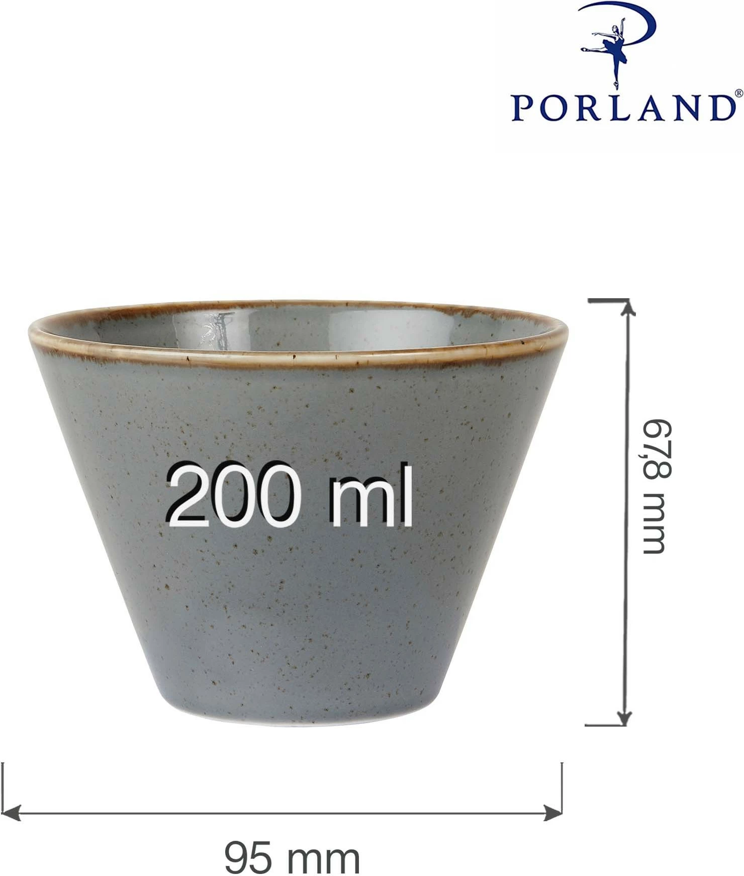 Tas konik Porland Seasons Stone 200 ml Ø95 mm, gri e errët, set 6 copë