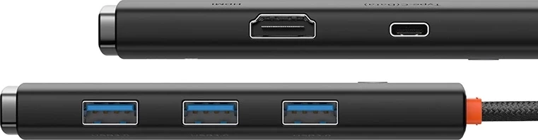 Kasë Baseus Lite Series 5in1, WKQX040001, USB-C në 3x USB 3.0 + USB-C + HDMI, e zezë