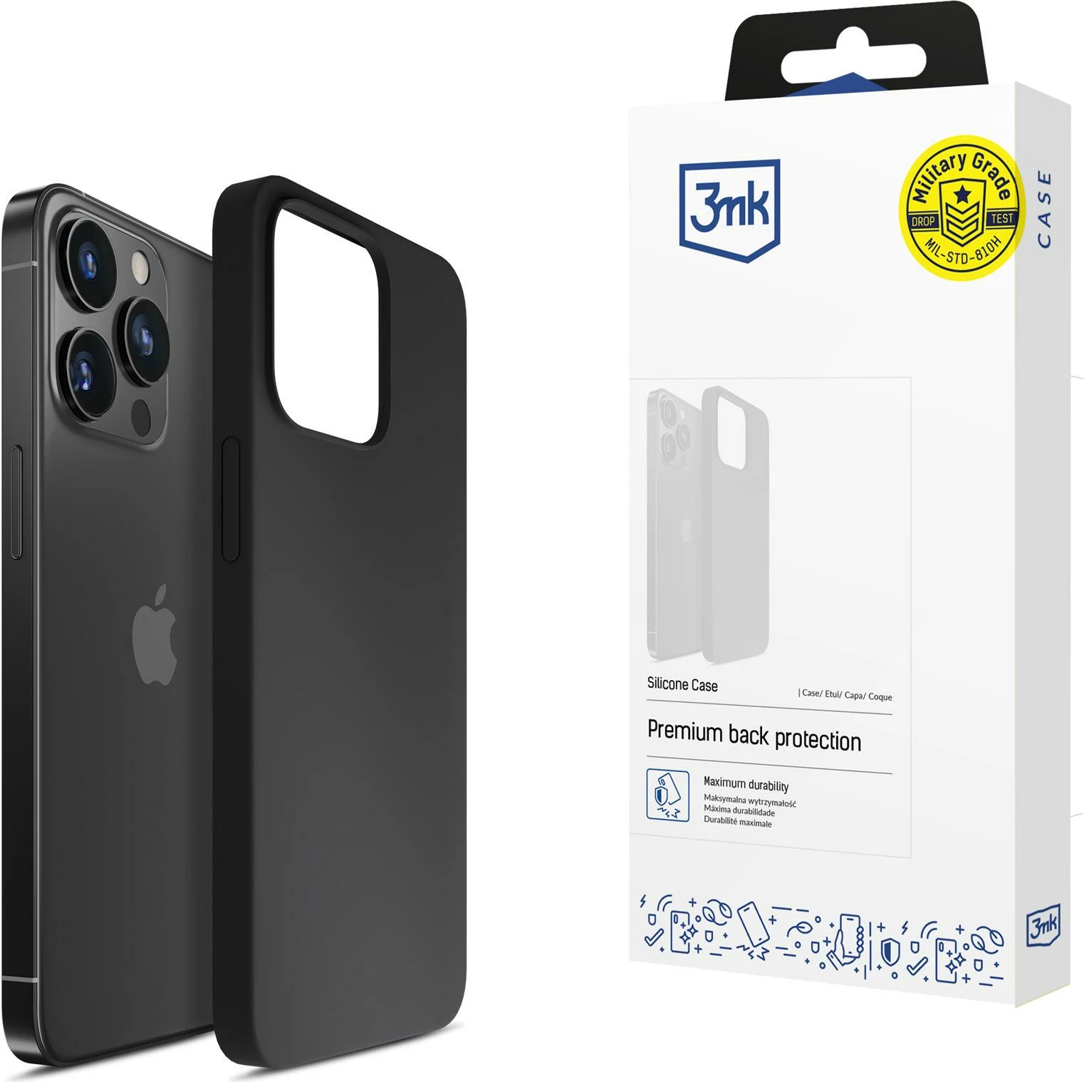 Mbështjellës silikon për celular 3mk Protection për iPhone 15 Pro, i zi