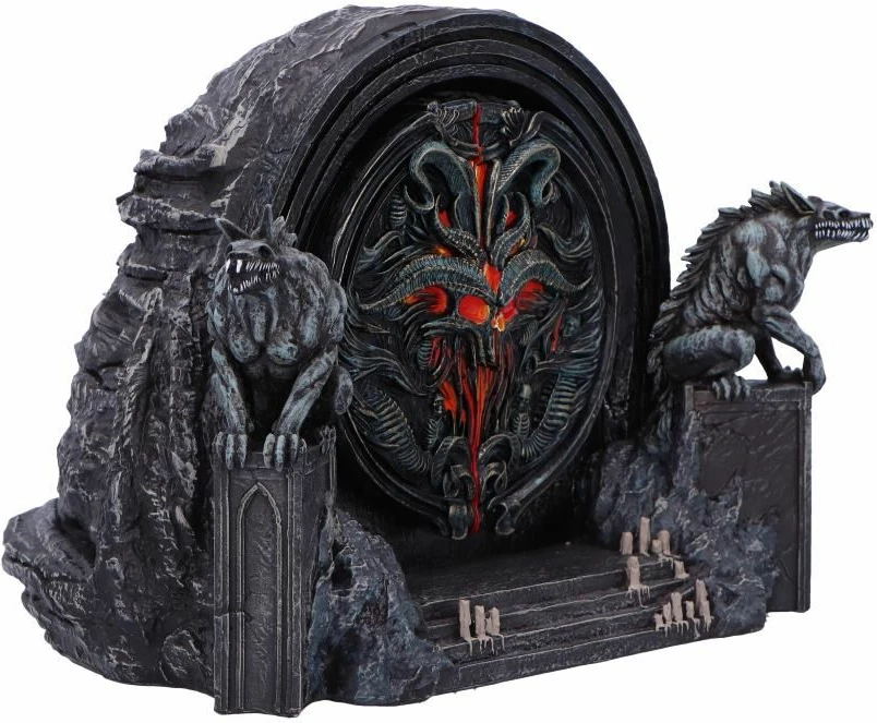 Kuti dekorative NEMESIS NOW Diablo IV Hells Gate 22 cm, rezinë, e zezë/gri me detaje të kuqe, gift box