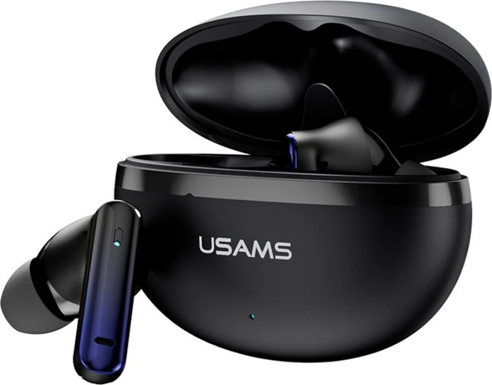 Kufje TWS USAMS Echo E02, Bluetooth 5.3, ANC+ENC, deri 29 orë me kuti, USB-C, e zezë