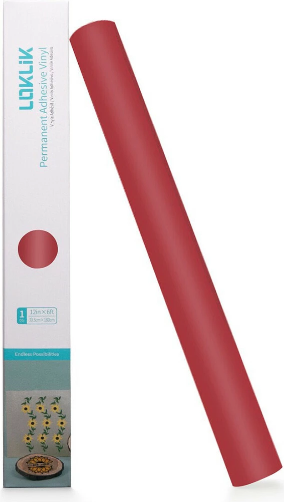 Folie vinili ngjitëse permanente LOKLiK, matte, 30.5 x 180 cm, e kuqe