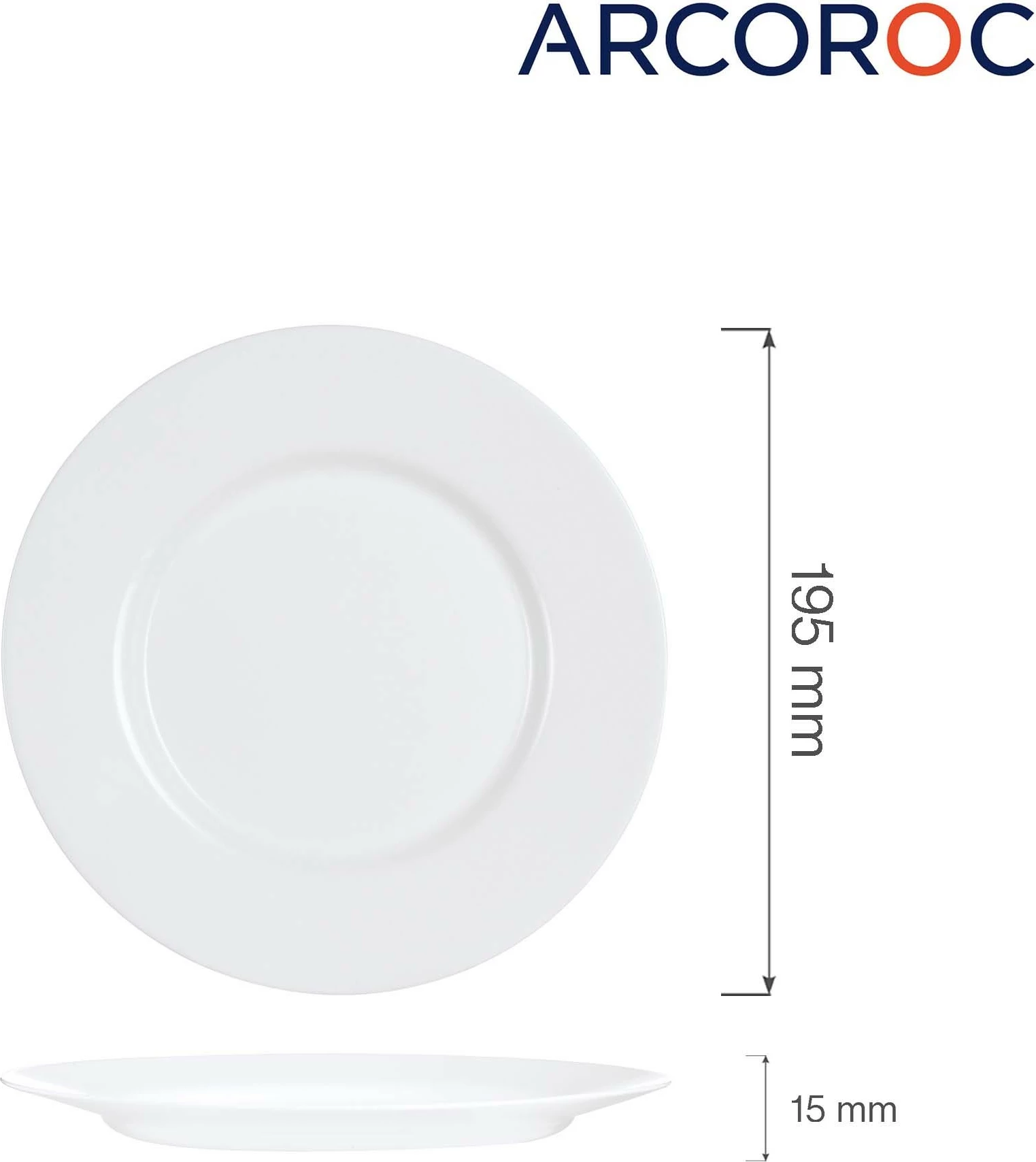 Pjatë e sheshtë Arcoroc Everyday 195 mm Opal, e bardhë, set 6 copë