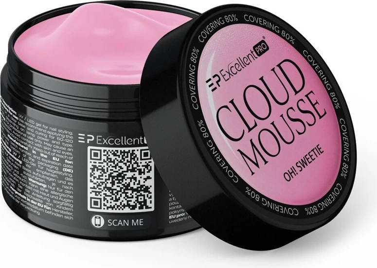 Xhel ndërtues për thonj për femra Excellent PRO Cloud Mousse Soft Powder 50g