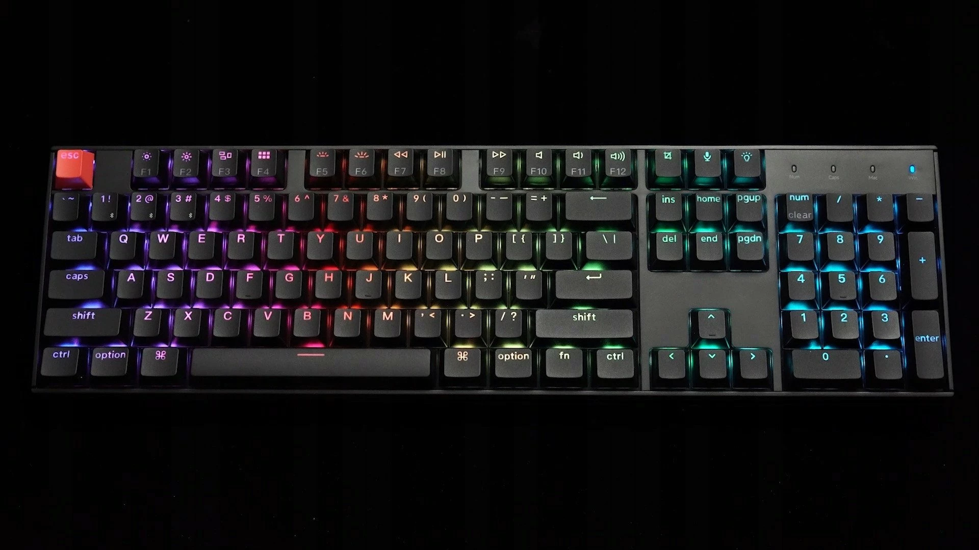 Tastierë mekanike wireless Keychron K10 QMK V2, 104 tasta (100%), RGB, hot-swappable, Bluetooth 5.2/USB-C, US-INTL, Super Red, e zezë