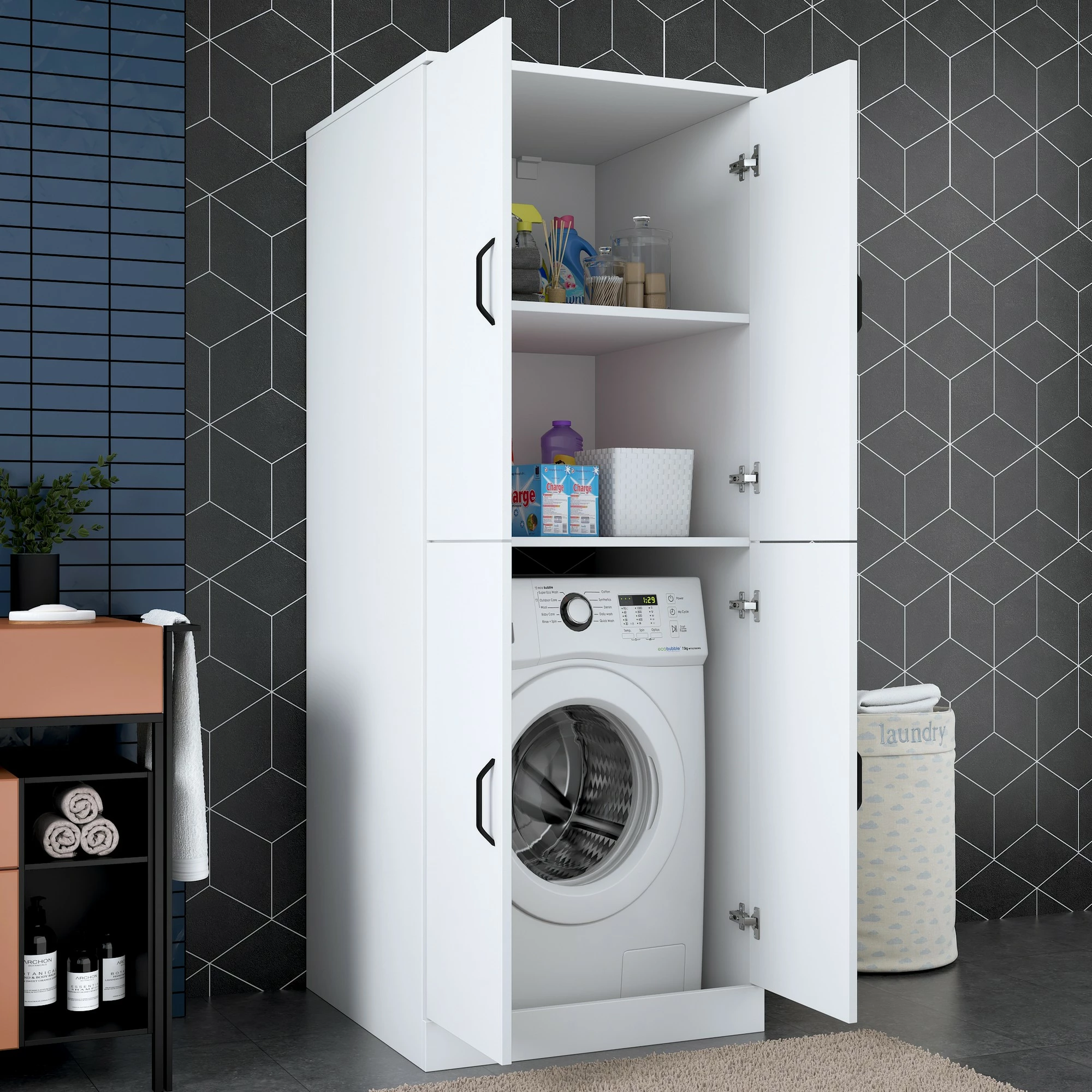 Dollap për lavatriçe, i bardhë, Hanah Home, KD109 - 3198