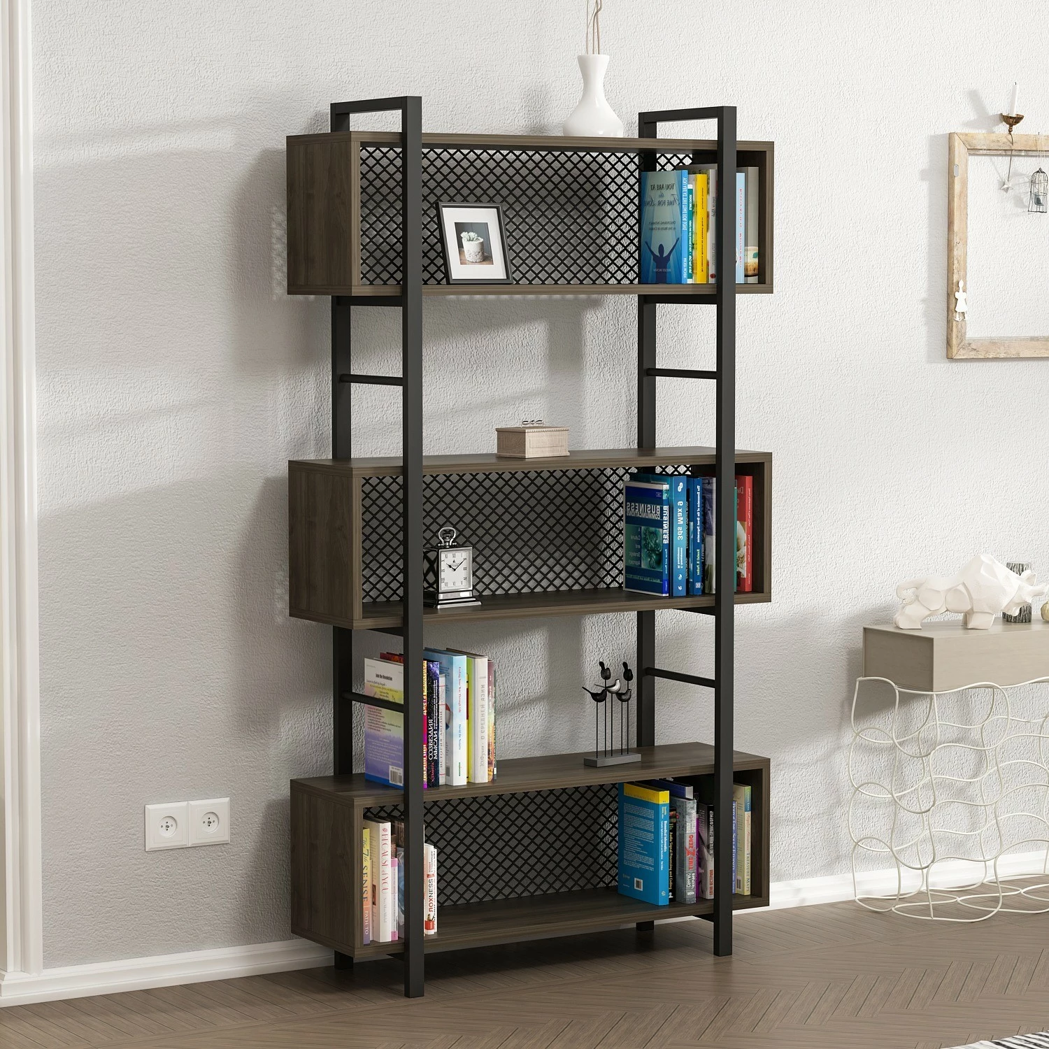 Raft librash modern industrial, ngjyrë arre, Hanah Home, Still
