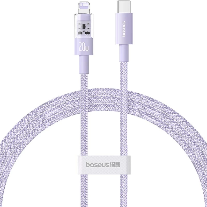Kabllo Baseus Gem USB-C në iP për mbushje të shpejtë, 1 m, 20 W, Vjollcë