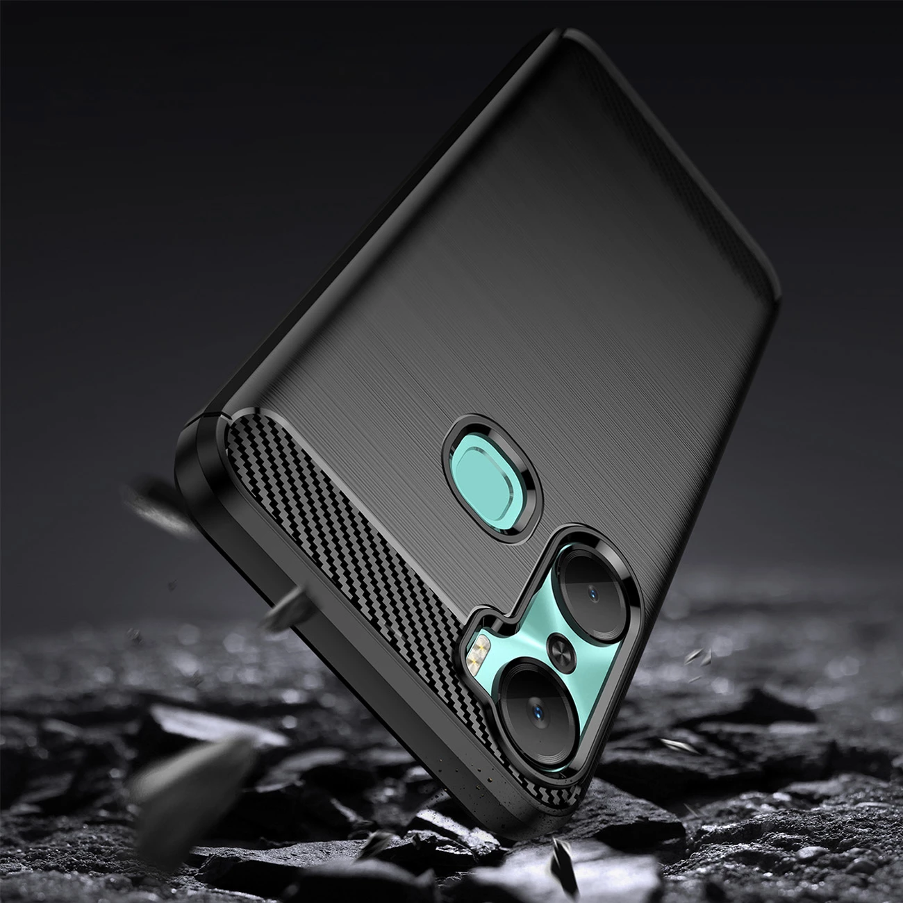 Mbështjellës Hurtel Carbon Case për Infinix Hot 12 Pro, TPU, i zi