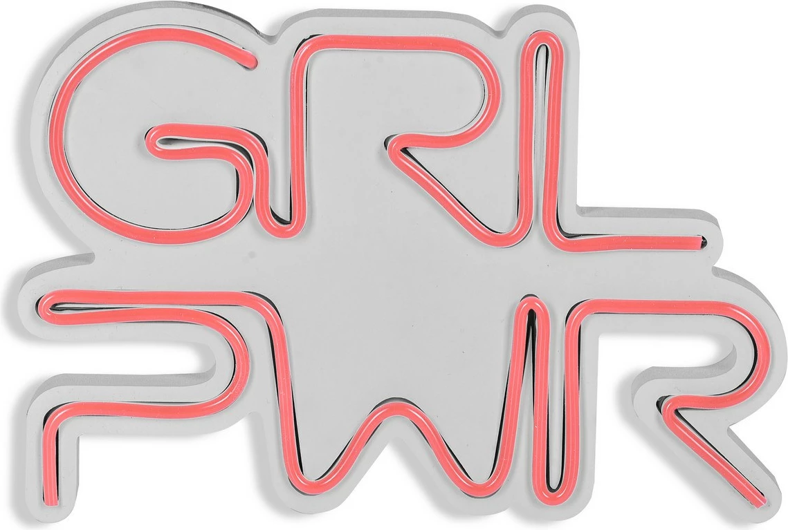 Dekor dritash LED plastike, Girl Power, rozë