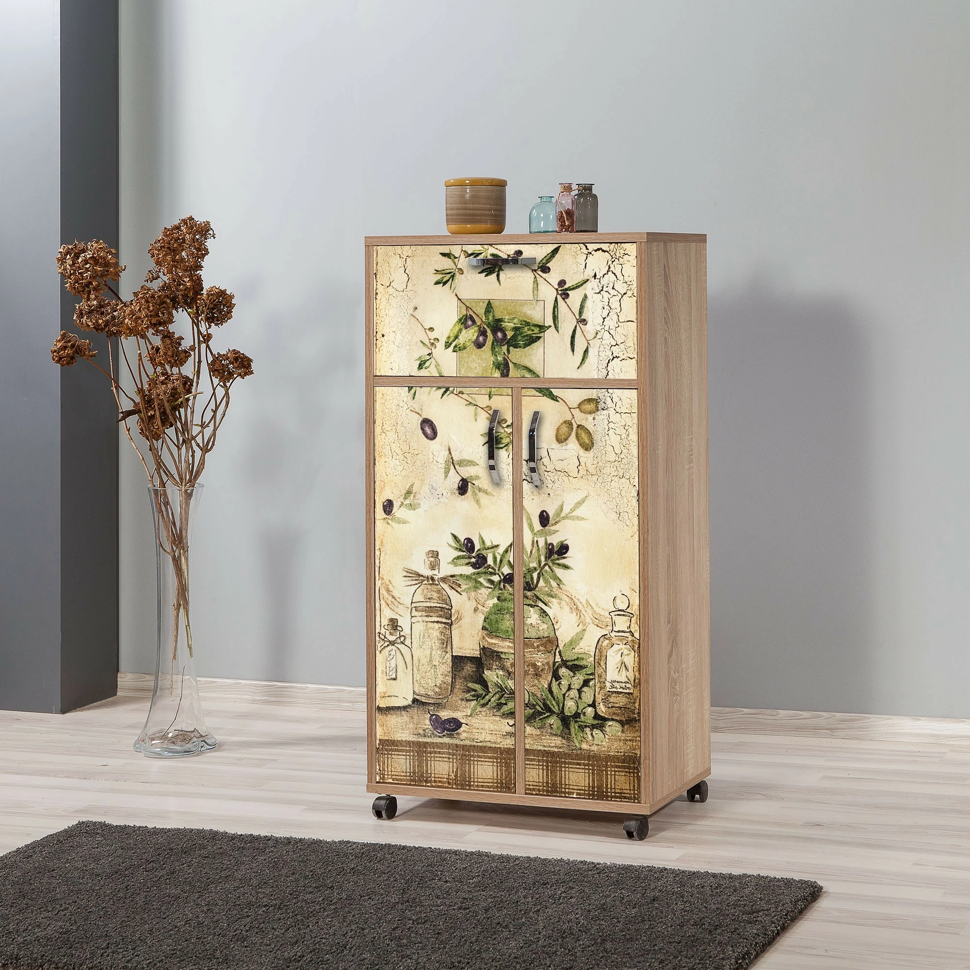 Dollap multifunksional Hanah Home, kiler, ngjyrë sonoma oak, 60x116x36 cm