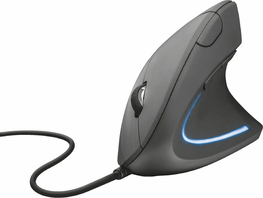 Maus ergonomik vertikal Trust Verto 22885 1600 DPI USB, 6 butona, për të djathtë, e zezë
