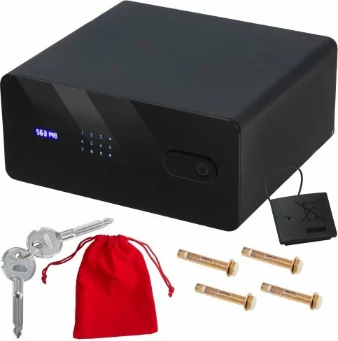 Kasafortë sirtar Adler AD 1044, 17 L, touch panel, kod + fingerprint + çelës emergjent, e zezë, set me 2 çelësa