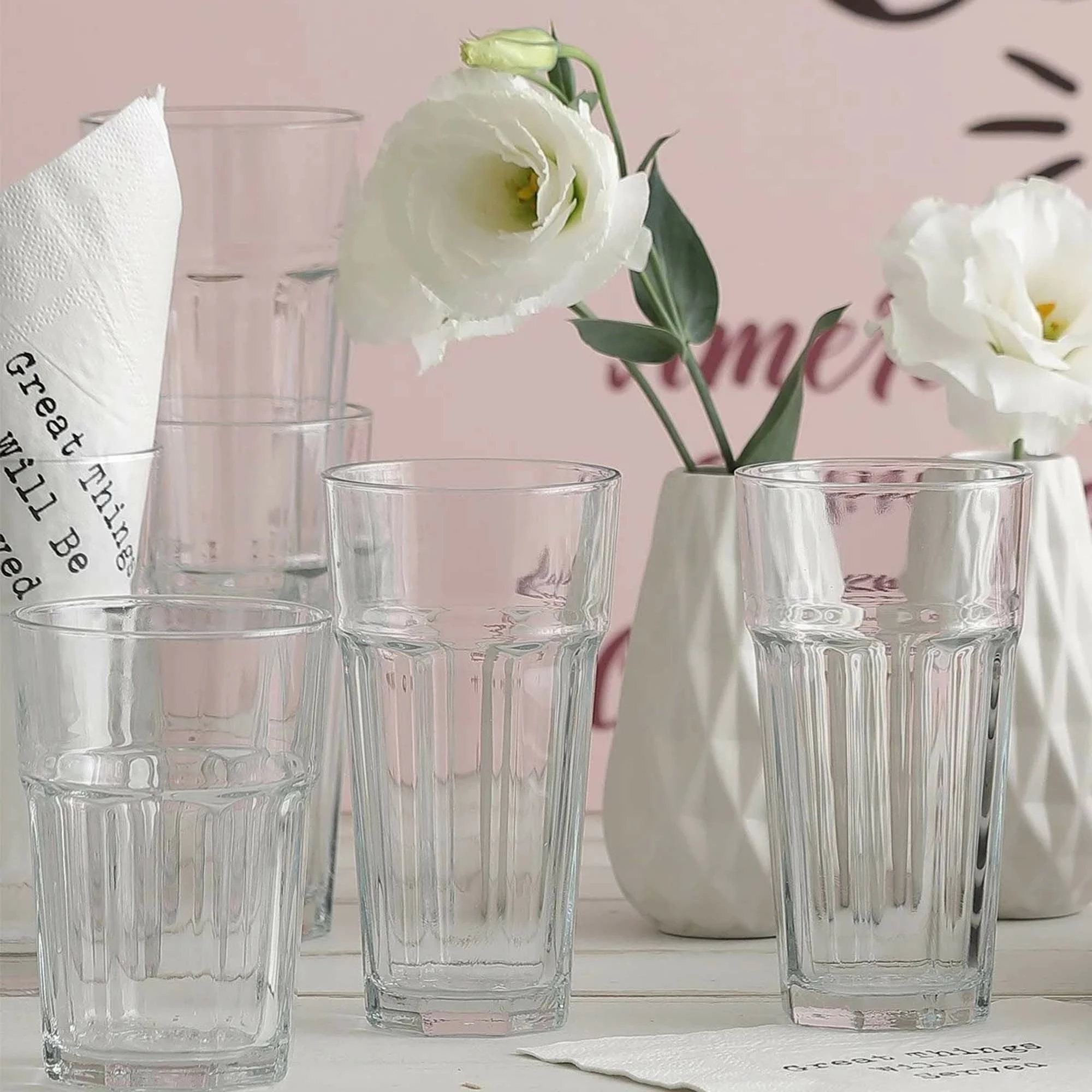 Gotë long drink LAV Amsterdam 360 ml transparente, set 12 copë