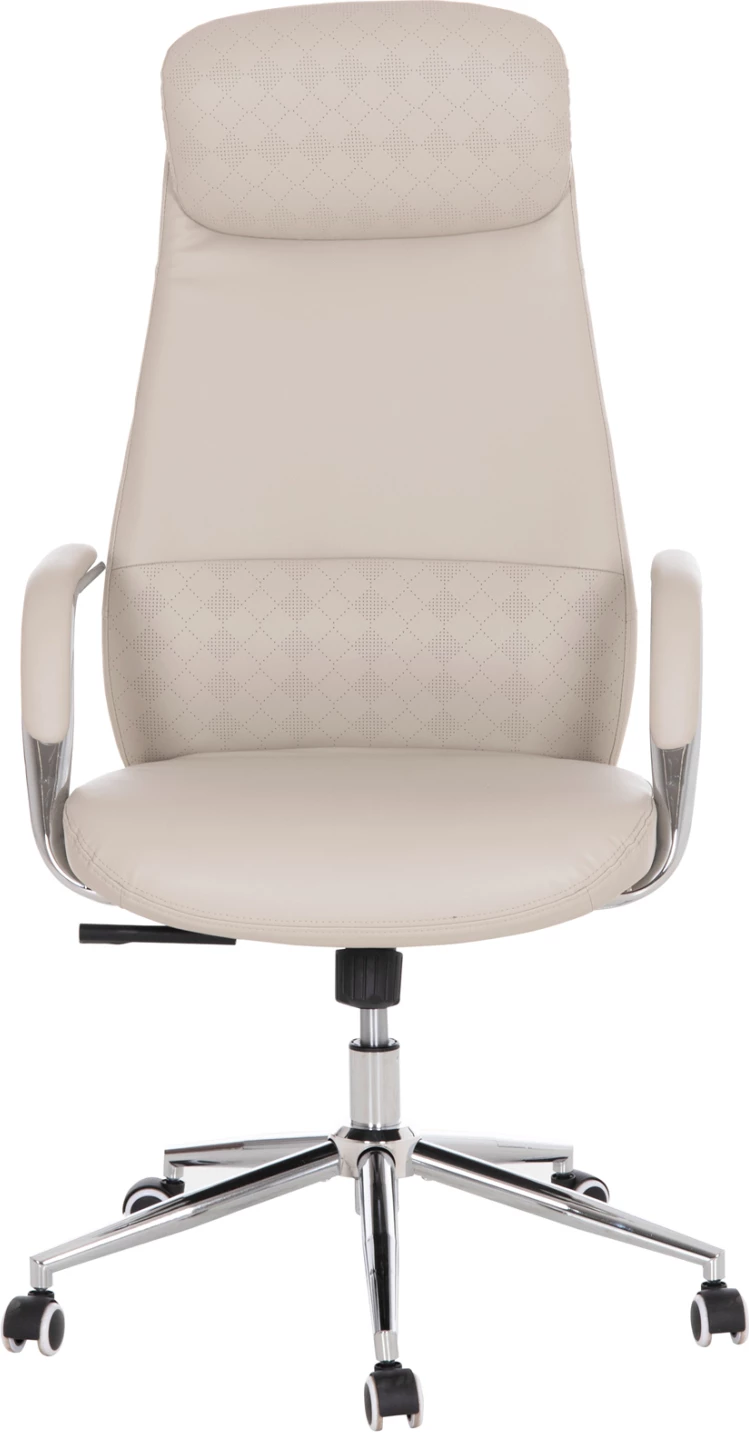 Karrige zyre SONTY, lëkurë sintetike gri e çelët, bazë kromi, FH18354.10, 64x68x125cm