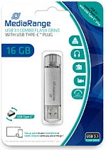 USB stick MediaRange MR935 16GB, USB-A/USB-C, USB 3.2 Gen 1, argjendtë