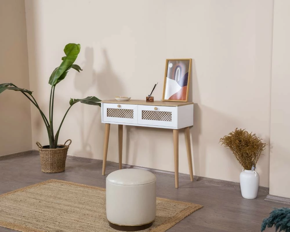 Komodë Skye Decor, ngjyrë e bardhë dhe lis, Goose