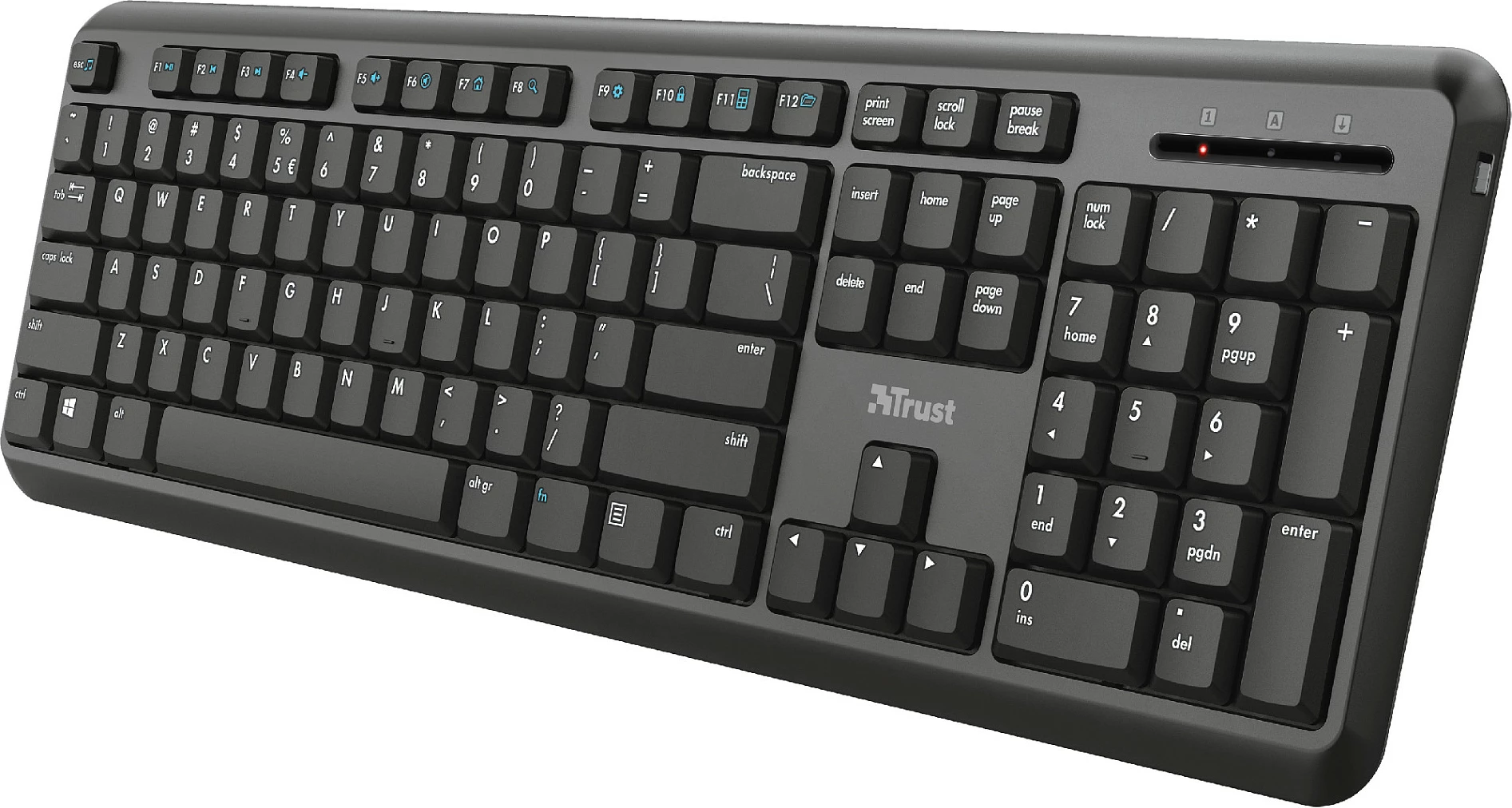 Tastierë wireless Trust Ody, full-size 100%, RF 2.4GHz, QWERTZ, me numpad, e zezë