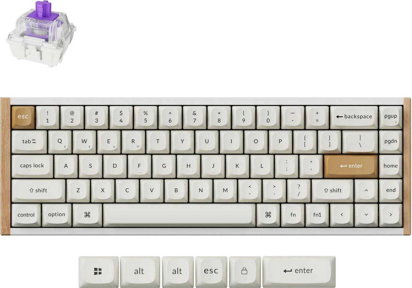 Tastierë Keychron K6H 65% magnetike, RGB, wireless/wired, bardhë