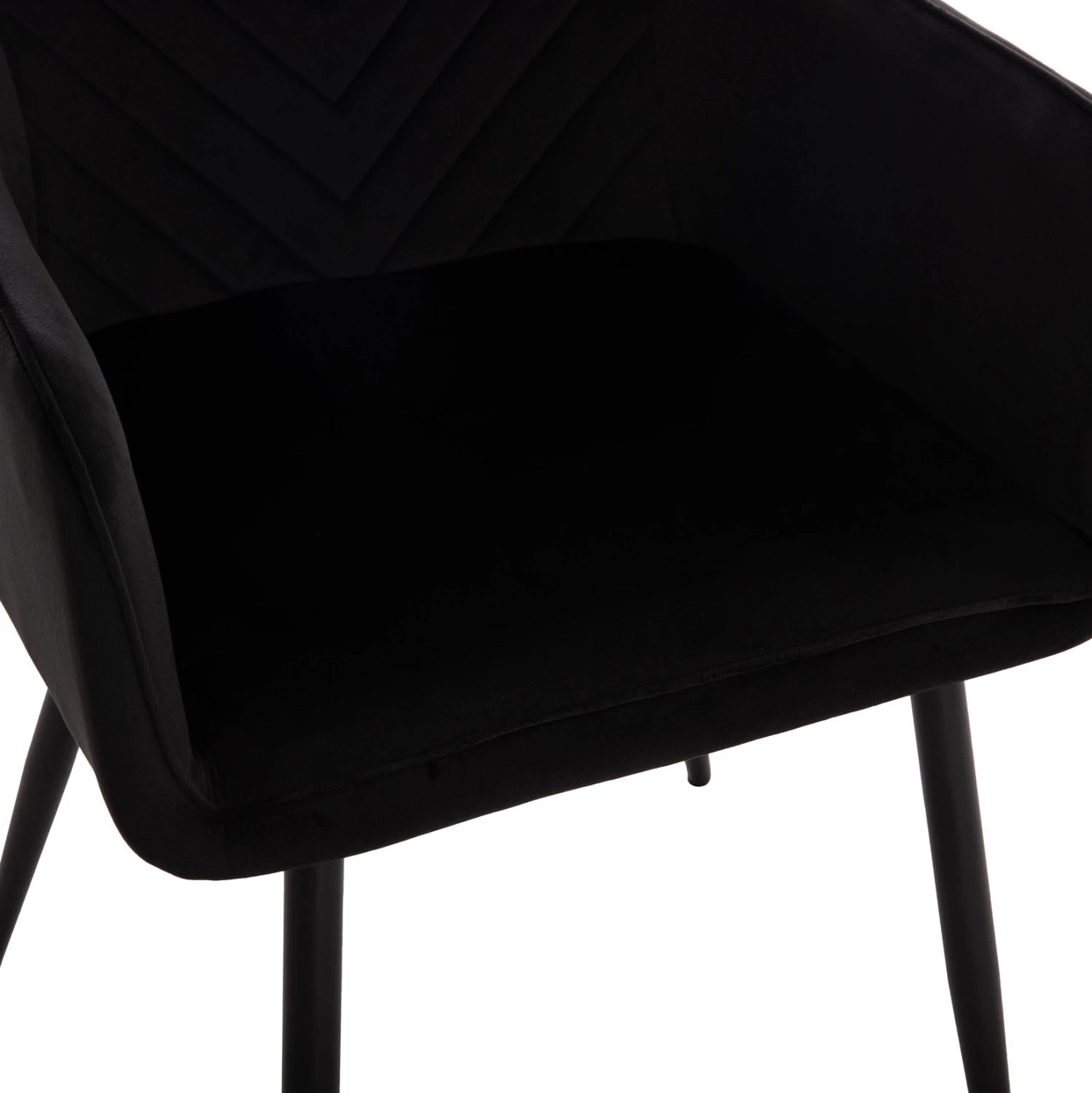 Karrige Latrell, kadife e zezë, këmbë metali të zeza, 55x57x84H cm., set prej 2 copë