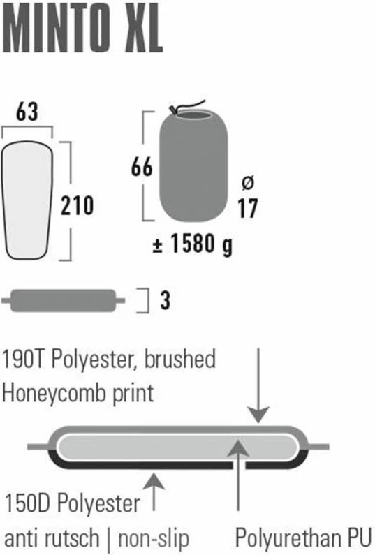 Dyshek i vetëfryrës High Peak Minto XL për meshkuj dhe femra, ngjyrë e zezë