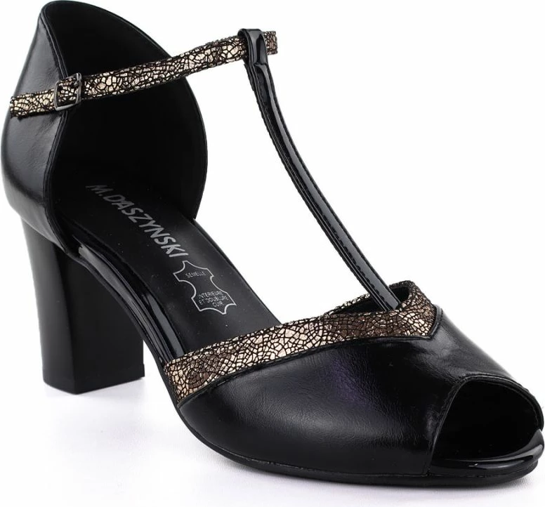 Këpucë me takë të trashë M. Daszyński SA107-37, të zeza