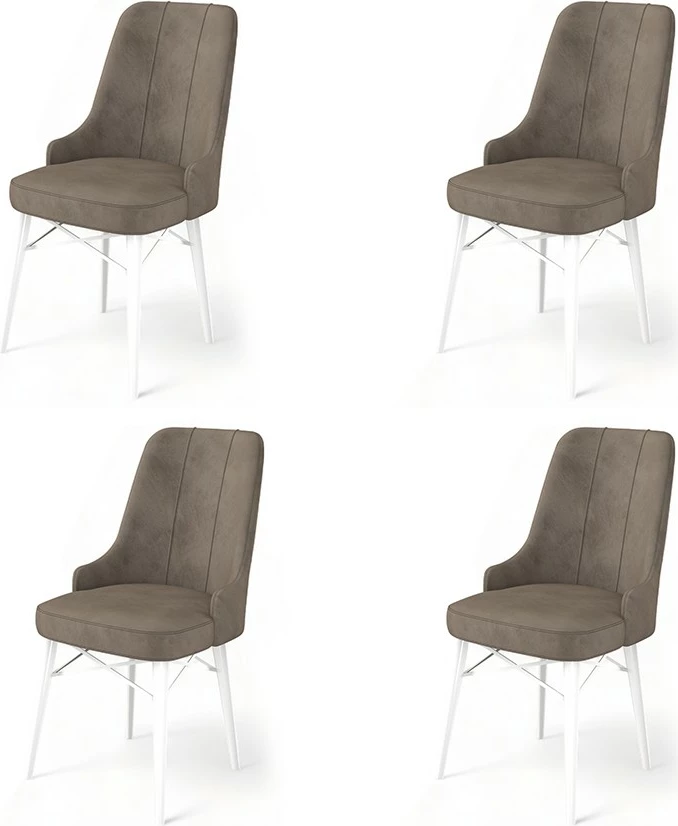 Set karrigash (4 copë), Hanah Home, Pare, kapuçino, e bardhë