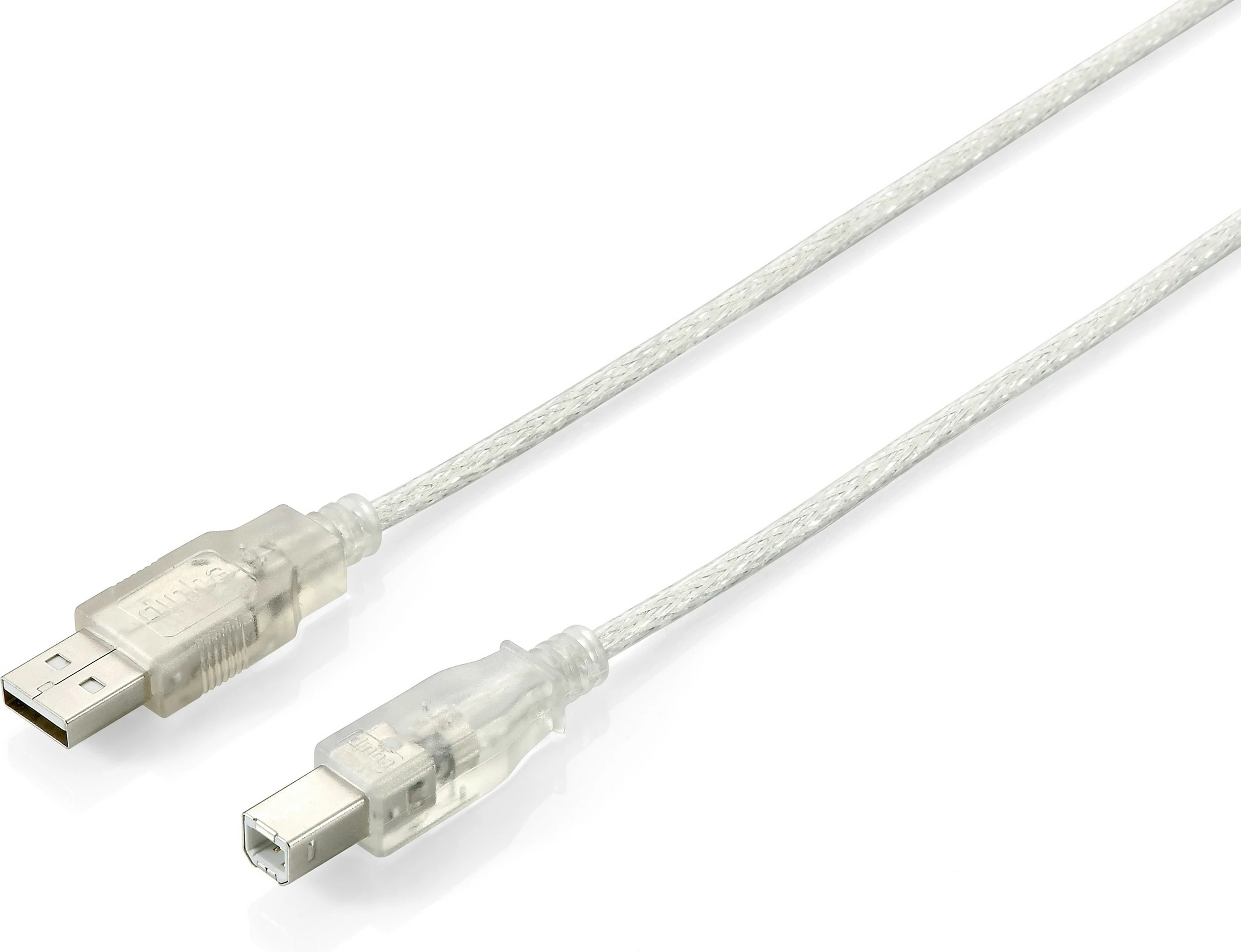 Kabllo USB 2.0 Equip, Type A në Type B, 1.8m, transparent argjendtë