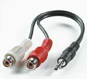 Kabllë audio ROLINE 3.5mm në 2x RCA femër, 0.2m, i zi
