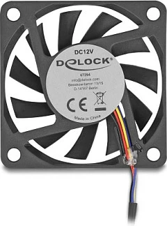Ventilator për kasë DeLOCK 67294, 60mm, 12V, 4-pin, 4000RPM, i zi