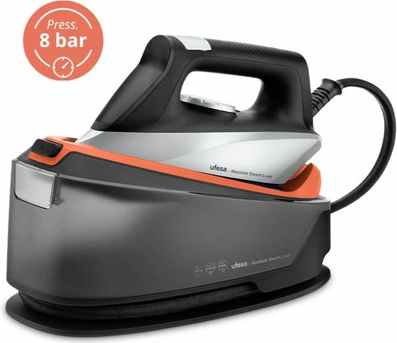 Hekur me stacion avulli UFESA Absolute Steam Luxe 2400 W, 8 bar, 1.2 L, gri/zi