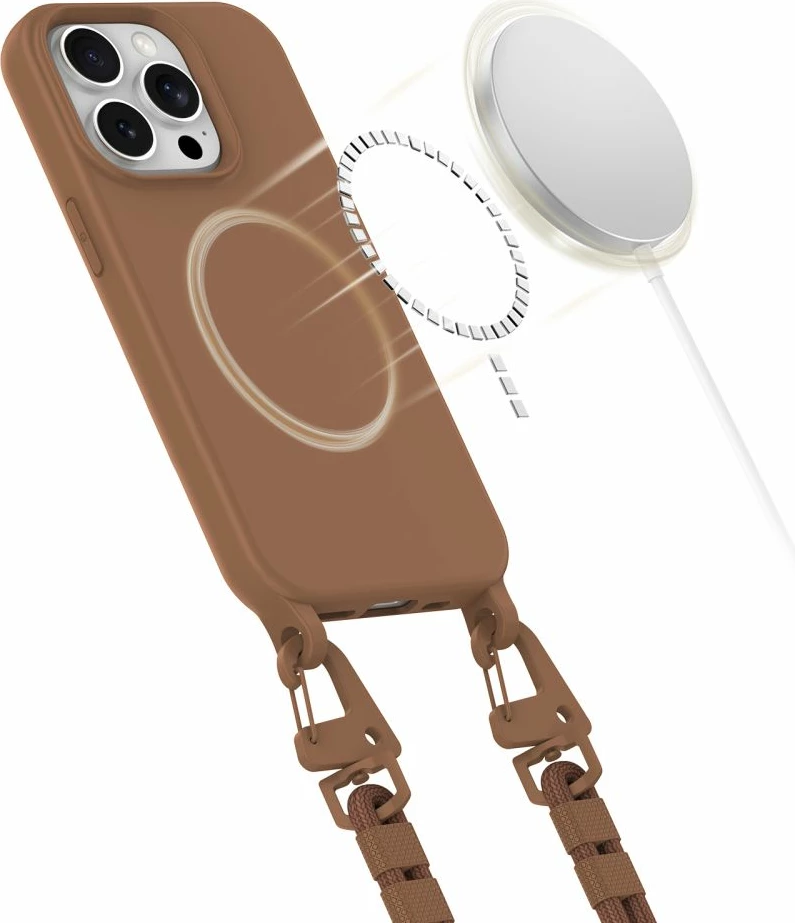 Mbështjellës Tech-Protect Magnecklace për iPhone 15 Plus/14 Plus, MagSafe, Kafe