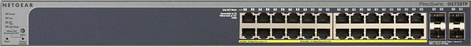 Switch Netgear GS728TP Smart, 24xGE PoE, 4xSFP, rackmount, gri