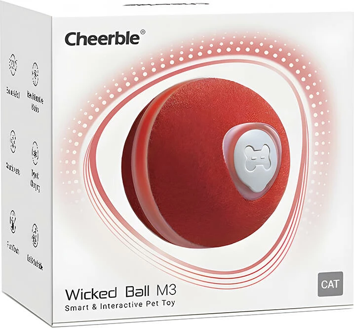 Lodër për mace Cheerble Wicked Ball M3, CWQ-02, e kuqe