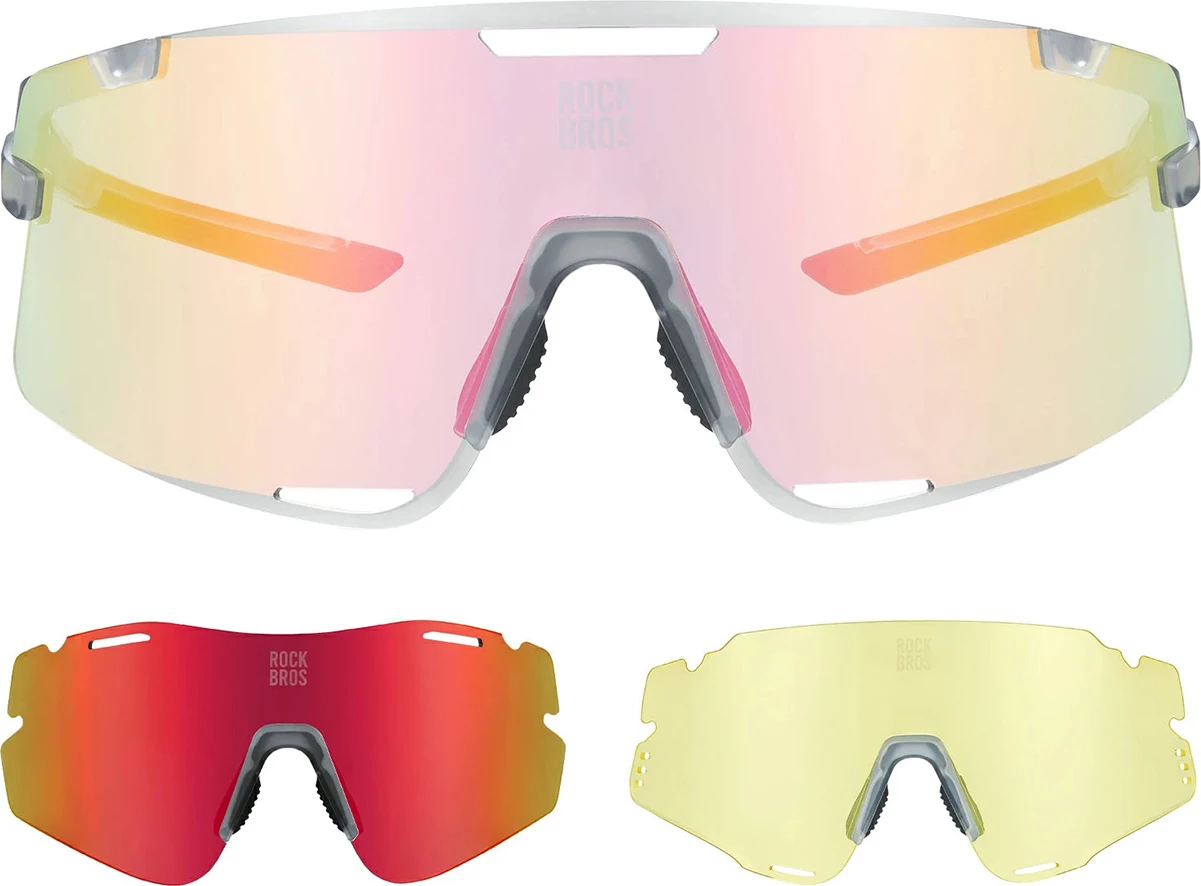 Syze çiklizmi Rockbros SP338 Road To Sky, 3 lente të ndërrueshme, UV400, insert për dioptri, gri, set