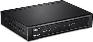 Switch TRENDnet TEG-S51SFP, 4x Gigabit RJ-45 + 1x SFP, Unmanaged, montim në mur, i zi
