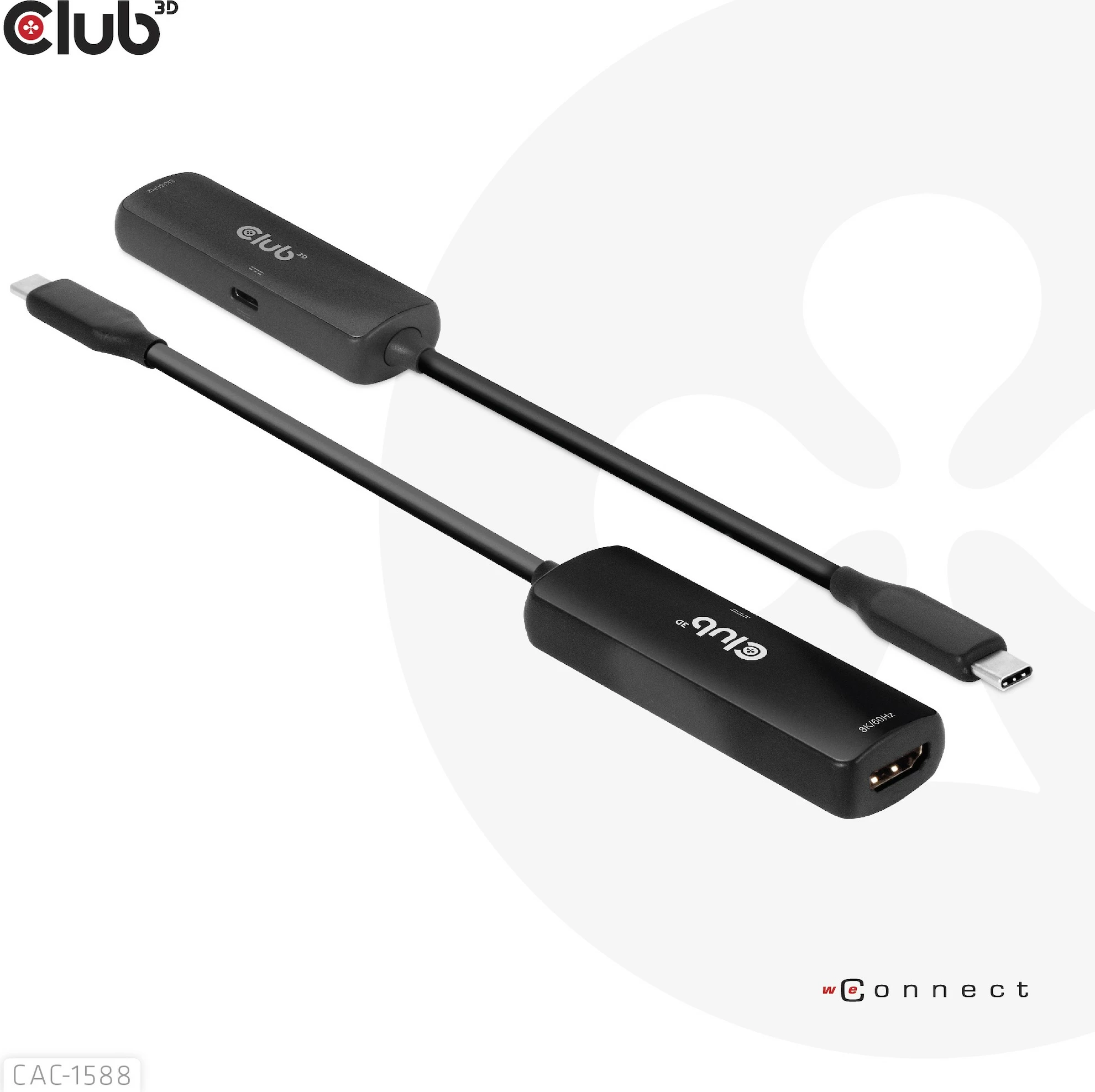 Adapter USB Type-C në HDMI Club3D CAC-1588, 8K60Hz, HDR10+, i zi