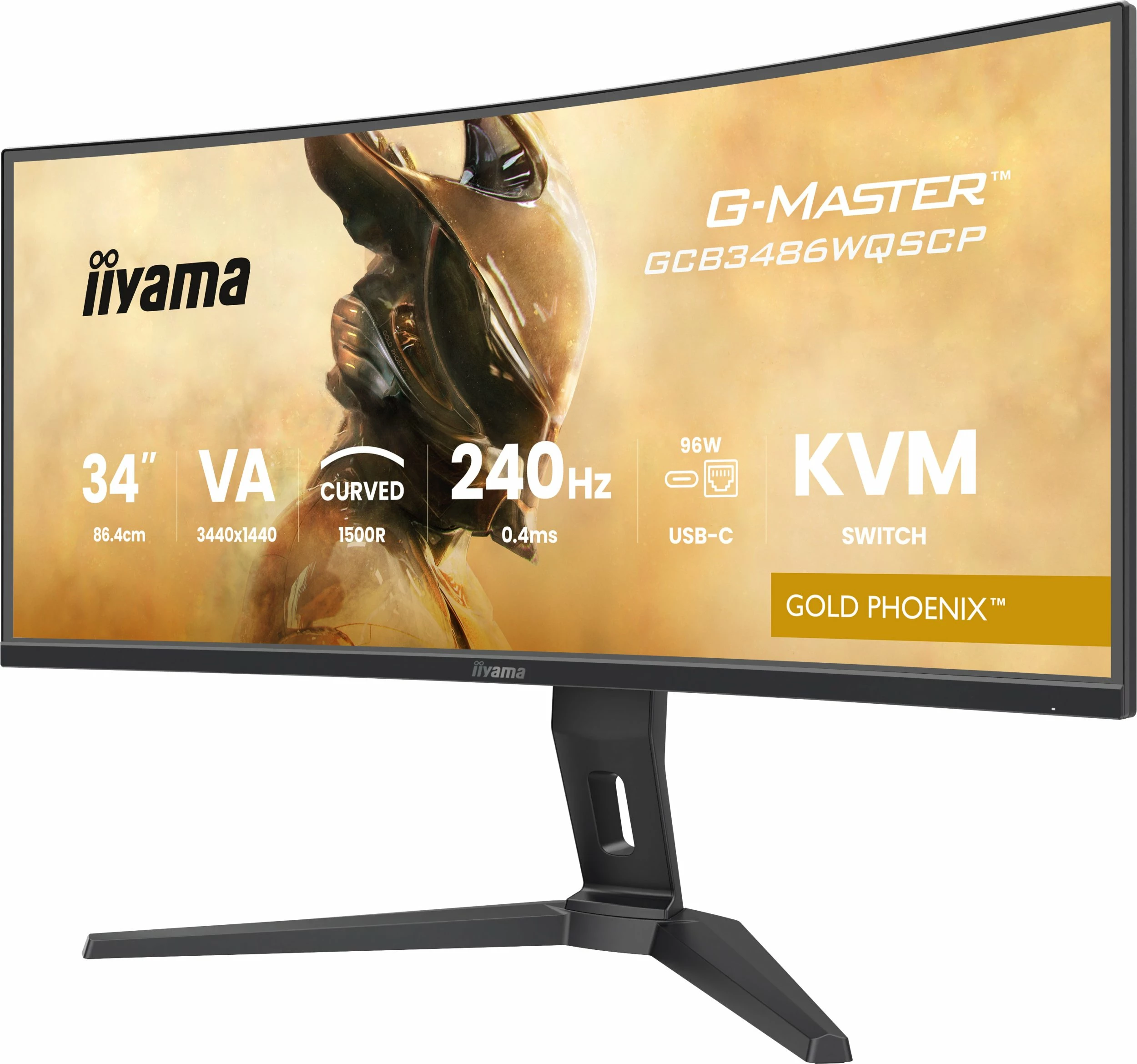 Monitor gaming iiyama G-Master GCB3486WQSCP-B1 Gold Phoenix 34\" UWQHD 240Hz curved VA me USB-C/KVM