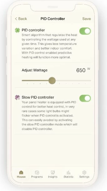 Radiator panel konvektor smart WiFi MILL Invisible PA1300WIFI4 1300W, çelik, i bardhë