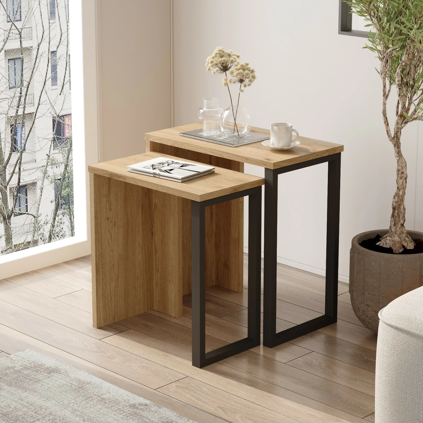 Set tavolinash të mbivendosura Hanah Home, On7-Su, 2 copë