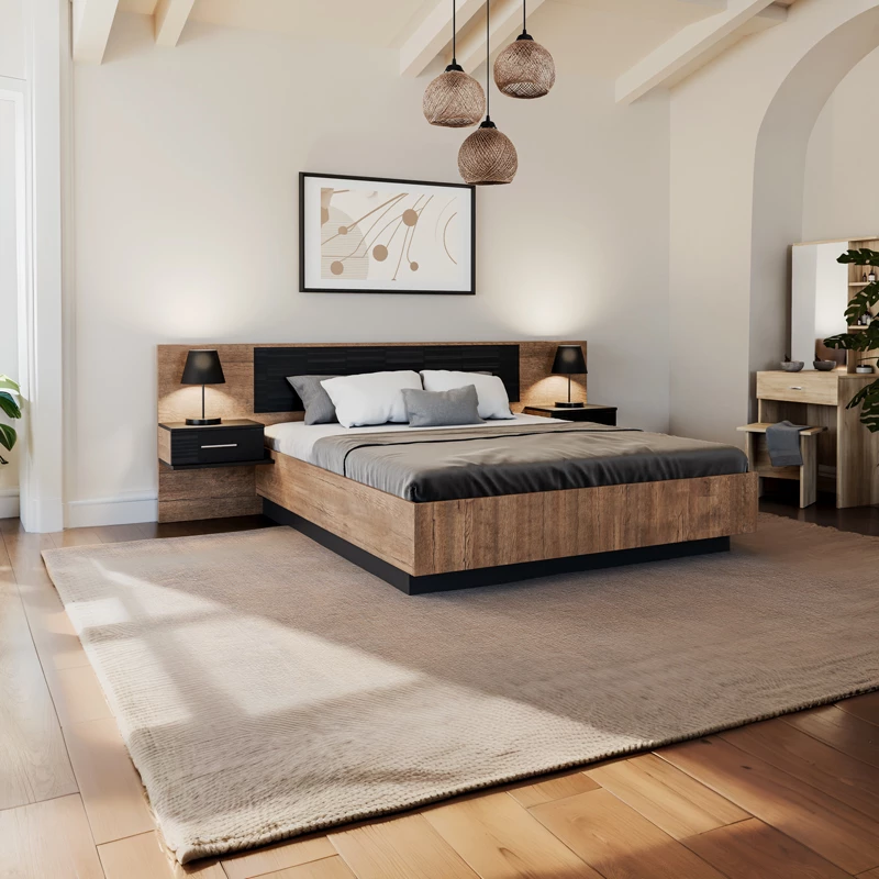 Shtrat dopio Romilly ngjyrë gloss e zezë-arrë 160x200cm