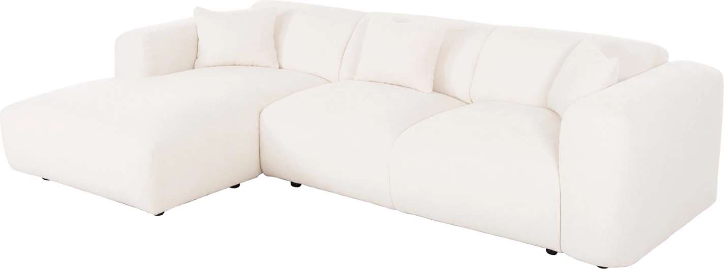 Këndi i divanit BRICKEN FH3275.02L, pëlhurë e bardhë, 110-282x98-160x72H cm