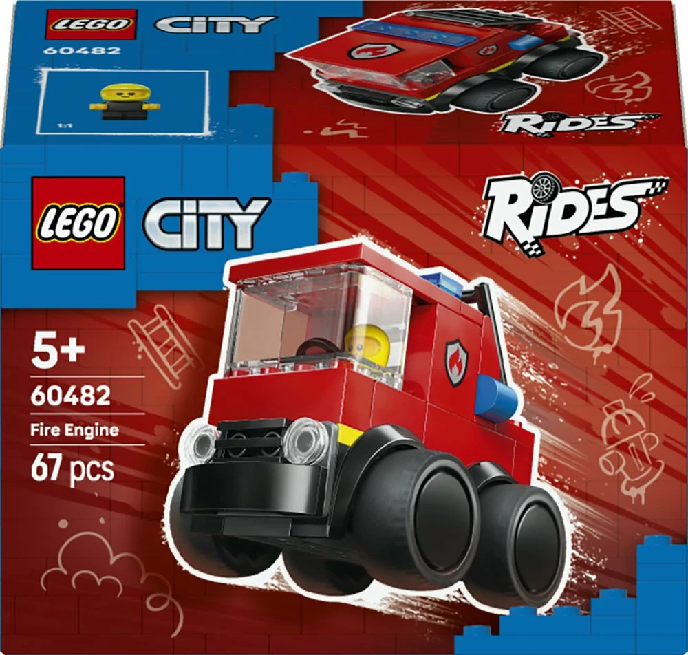 Set LEGO City Rides, Fire Truck 60482, 67 copë, për 5+ vjeç, e kuqe