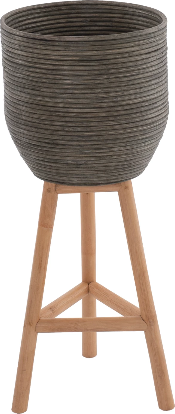 Vazo dekorative prej Rattan me këmbë bambu FH7815 31x30x80H cm. NATURAL-GREEN